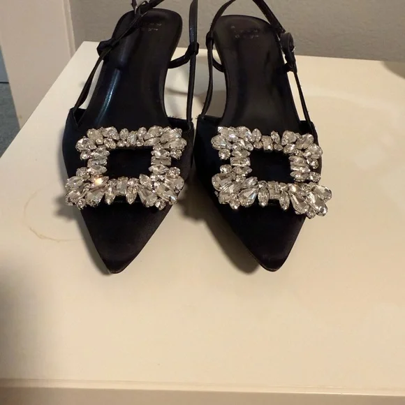 A New Day Black Heels with Crystal Embellishments - Picture 4 of 4